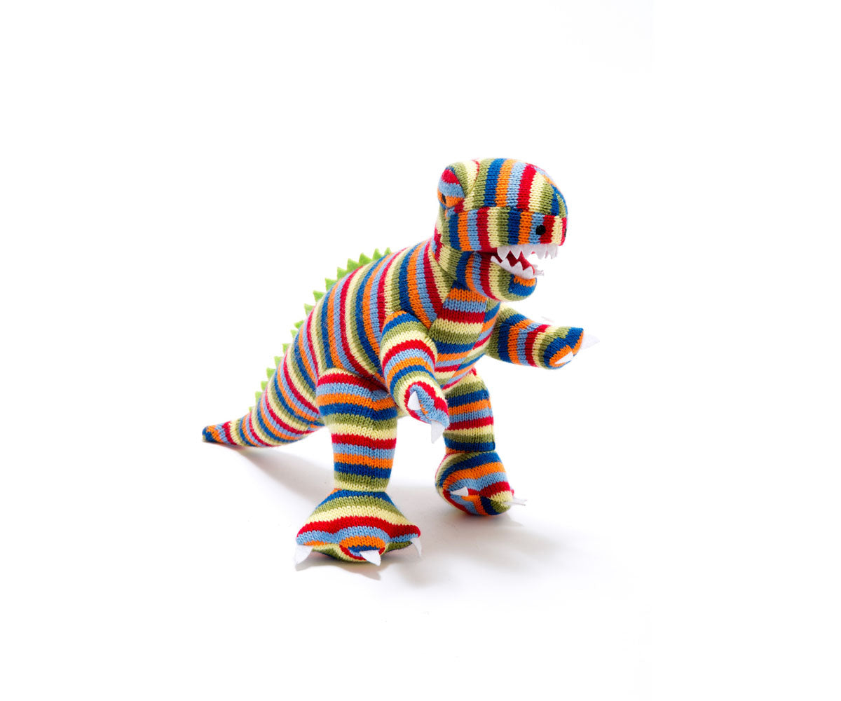 Best Years Knitted Dinosaur Stripe T Rex Toy image 0