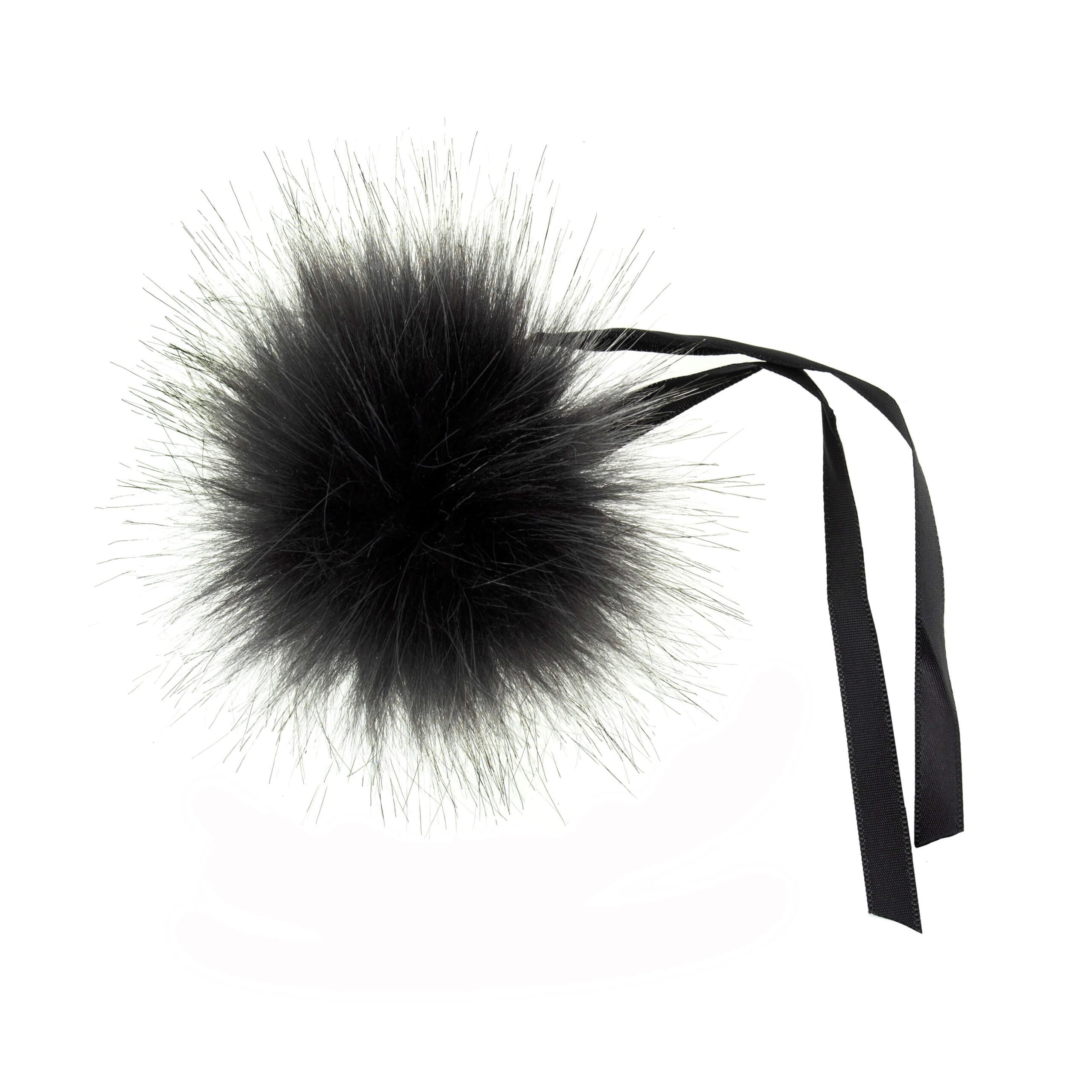 Faux Fur Tipped Grey Pom Pom: Medium image 0