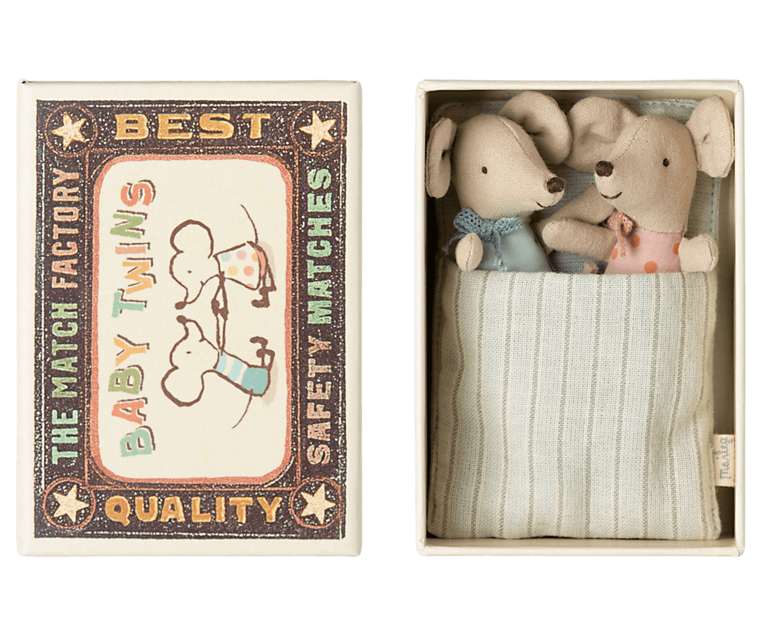 Maileg Twins Baby Mice in Matchbox image 0