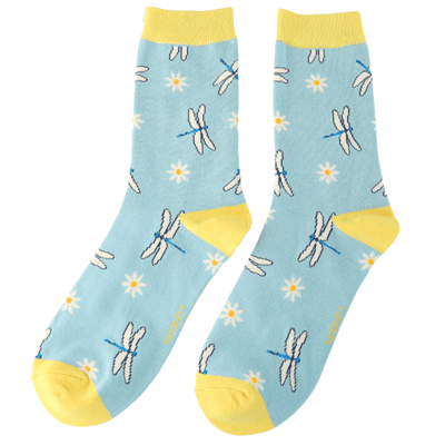 Miss Sparrow Dragonflies &amp; Daisies Socks: Blue image 1