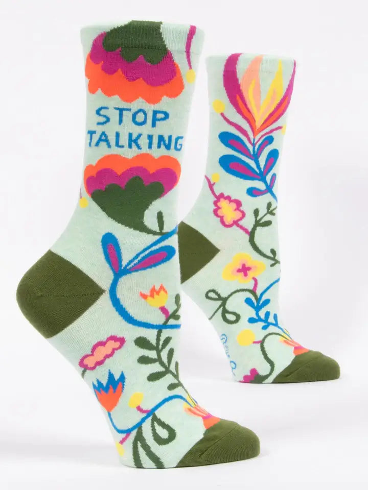 Blue Q 'Stop Talking' Women's Crew Socks image 0
