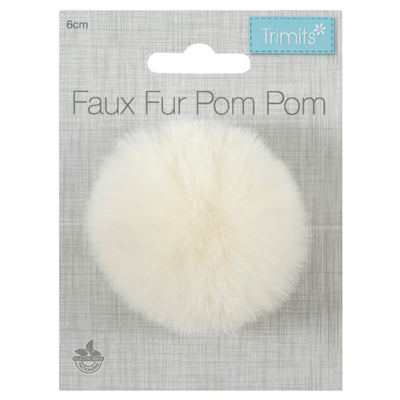 Faux Fur White Pom Pom: Medium image 1