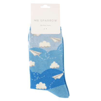 Mr Sparrow Paper Planes Socks: Sky Blue image 0