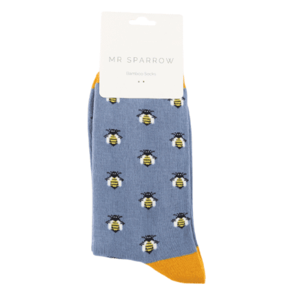 Mr Sparrow Honey Bees Socks: Blue image 0