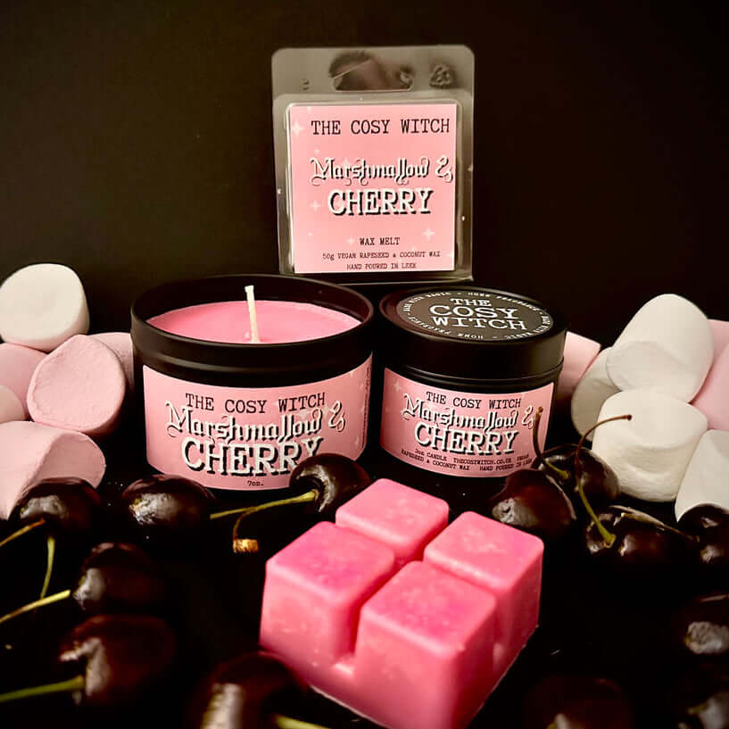 The Cosy Witch Marshmallow and Cherry Candle / Wax Melt image 0
