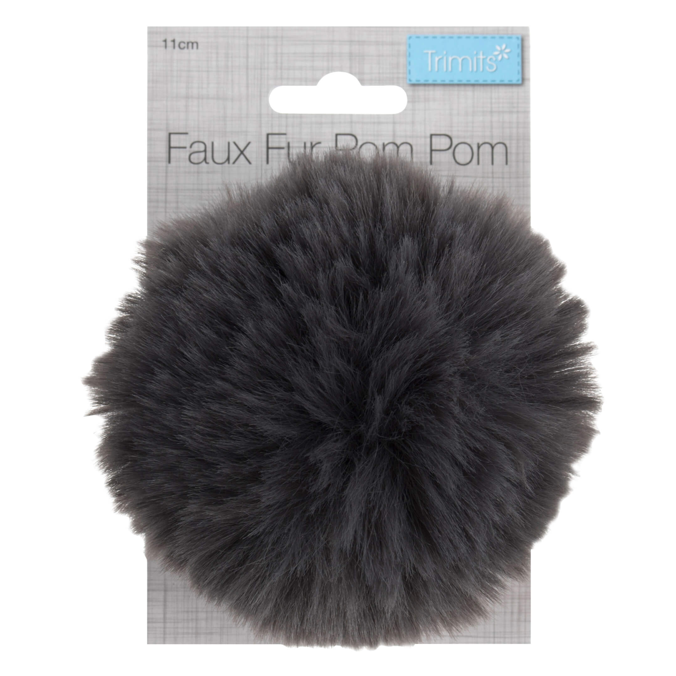 Faux Fur Grey Pom Pom: Large image 1