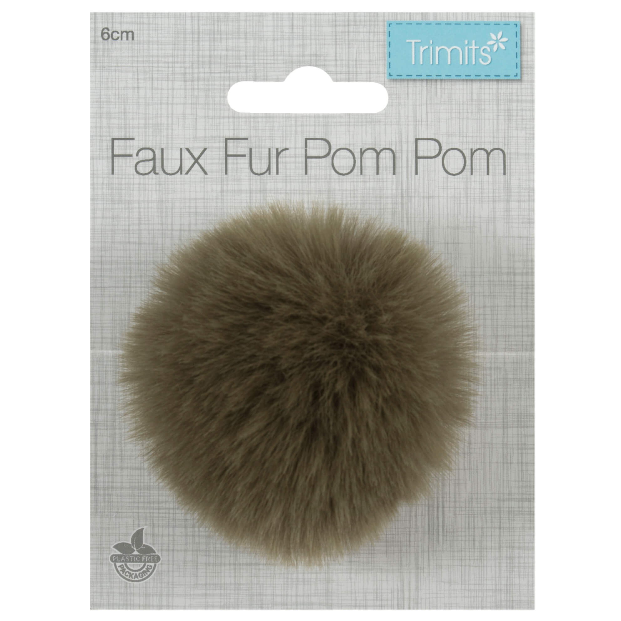 Faux Fur Khaki Pom Pom: Medium image 1