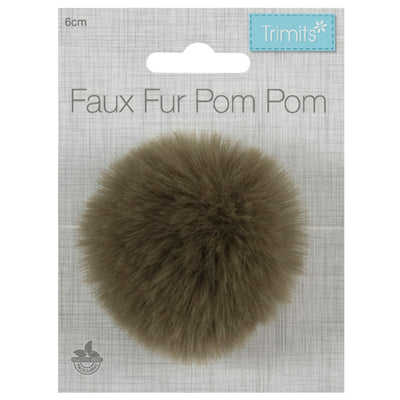 Faux Fur Khaki Pom Pom: Medium image 1