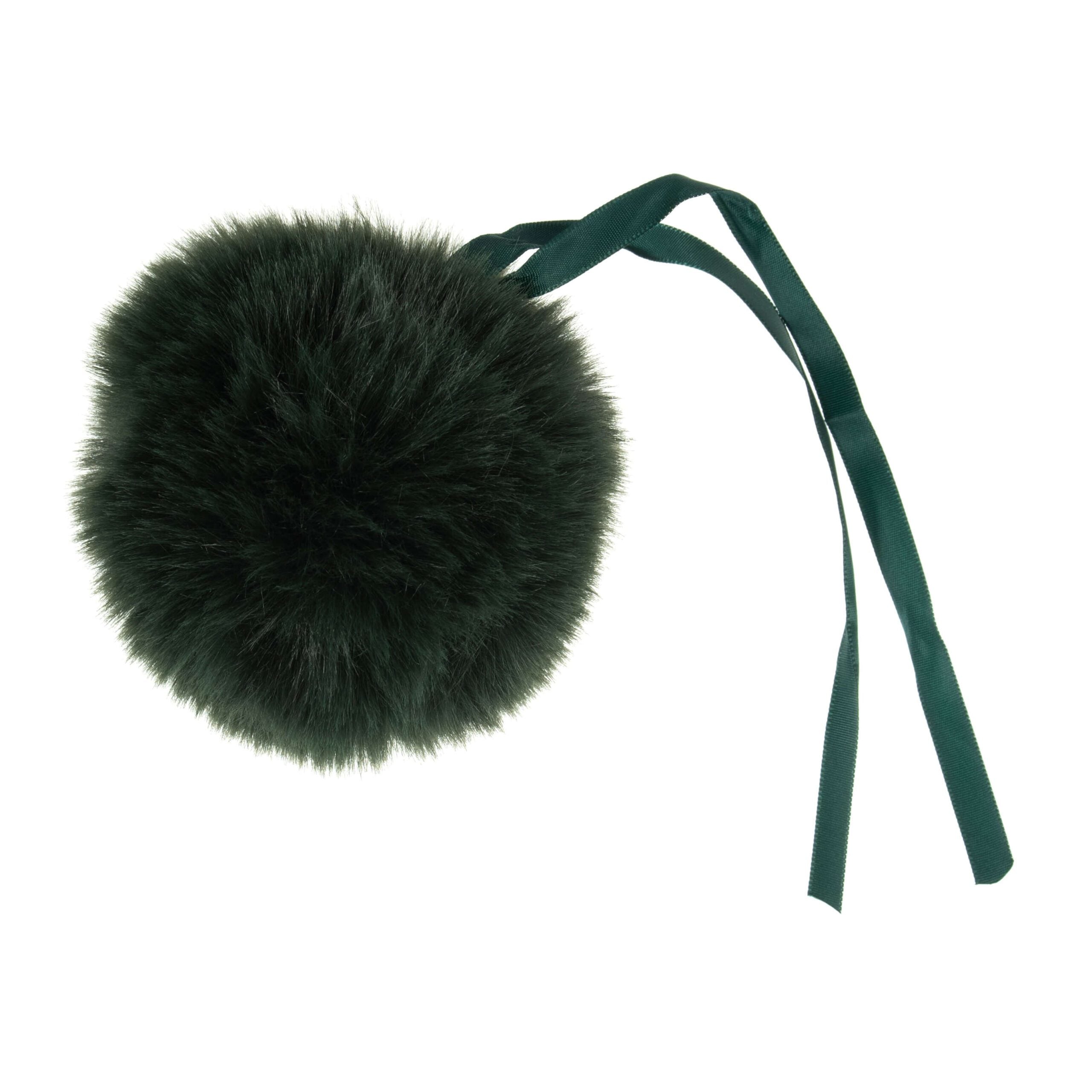 Faux Fur Dark Green Pom Pom: Large image 0