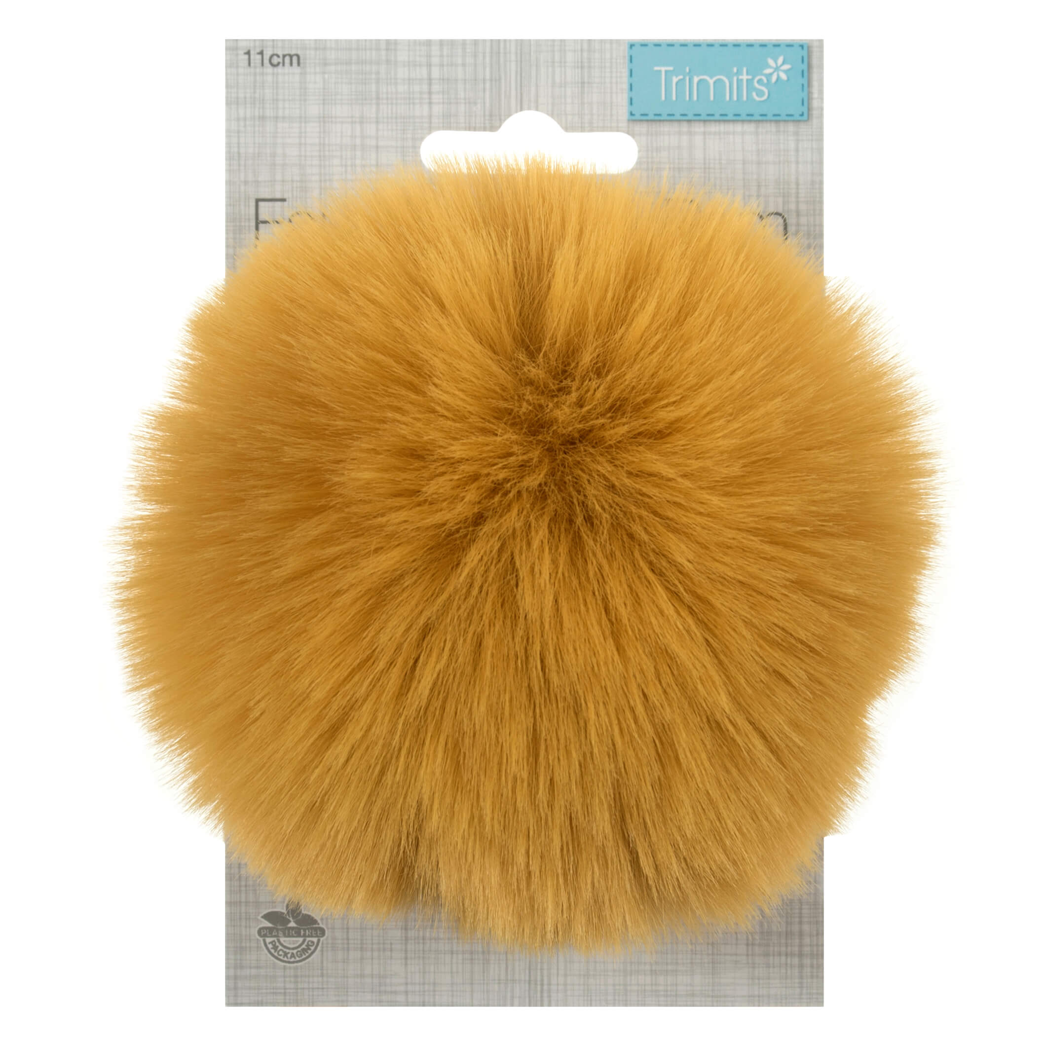Faux Fur Mustard Pom Pom: Large image 1