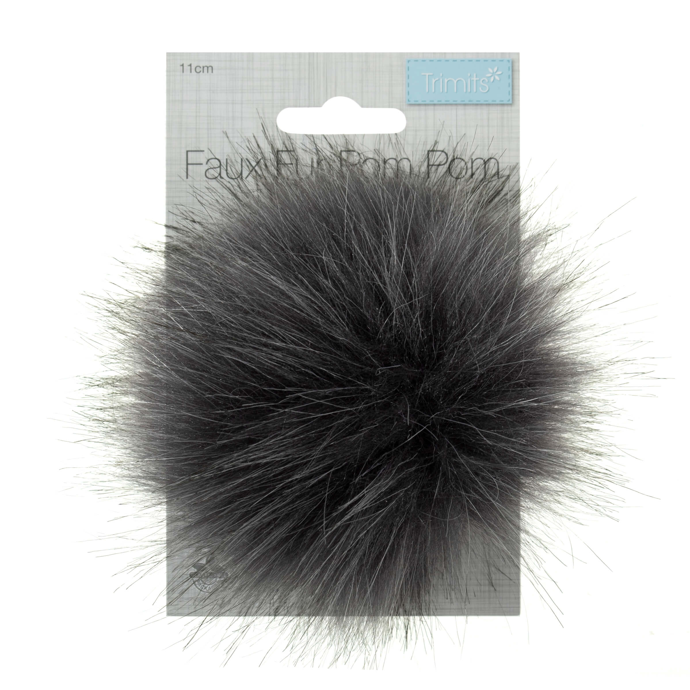 Faux Fur Tipped Grey Pom Pom: Large image 1