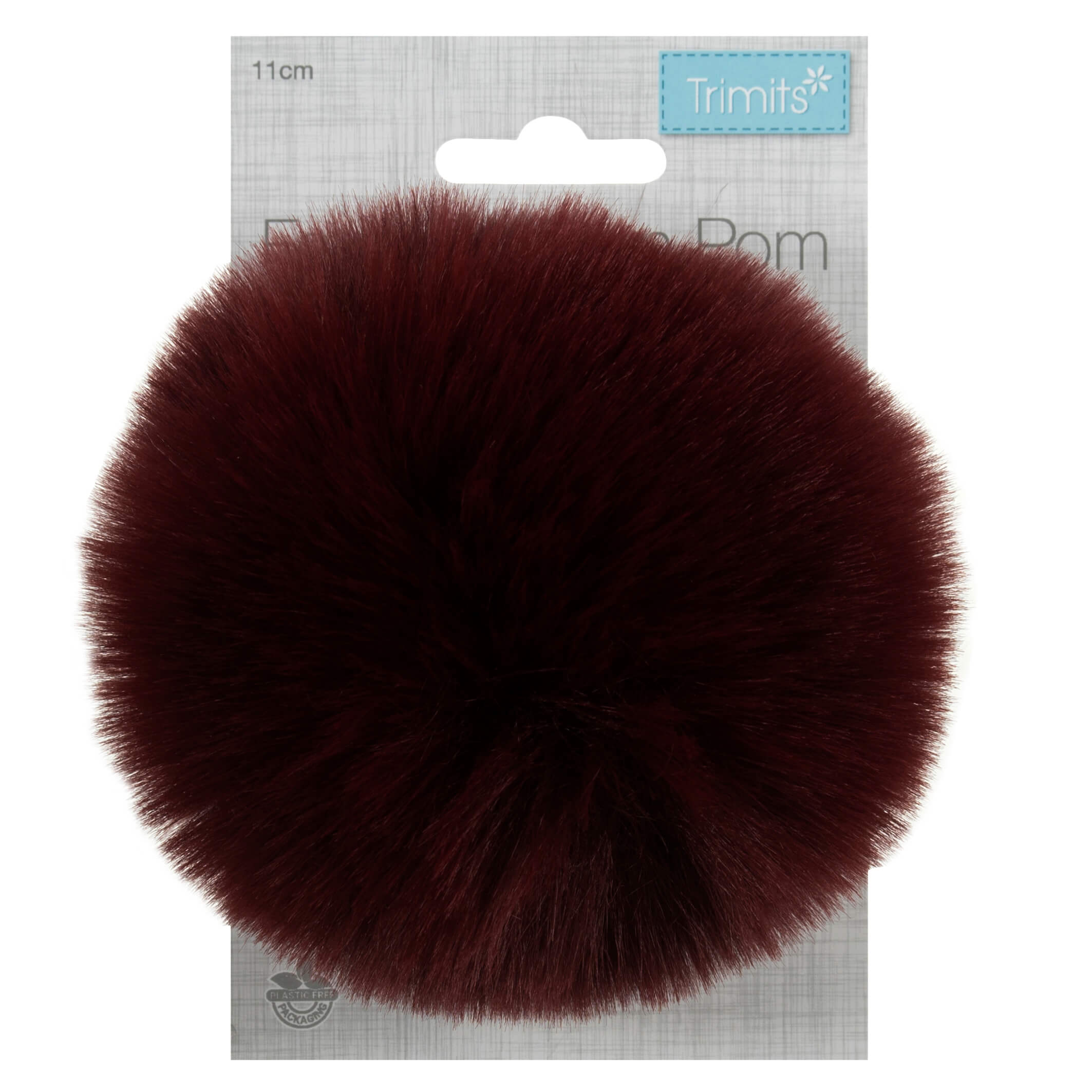 Faux Fur Burgundy Pom Pom: Large image 1