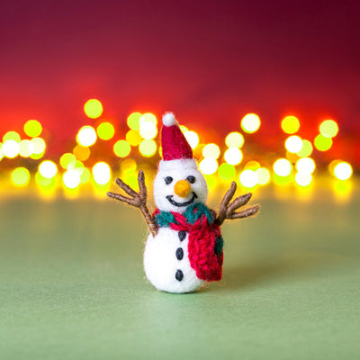 Amica Mini Snowman with Twig Arms Felt Decoration at Bibelot Leek UK Stockist