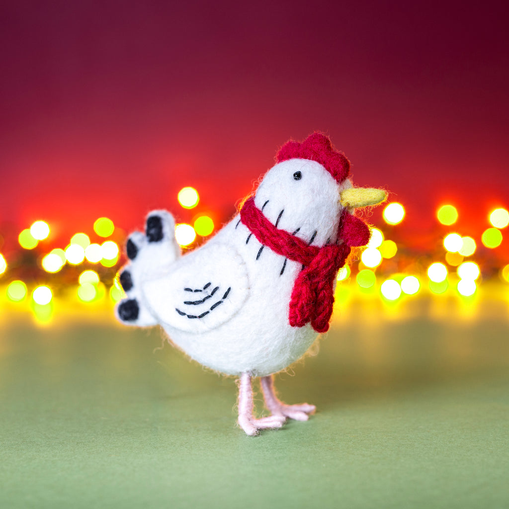 Amica Christmas Chicken with Scarf Felt Decoration at Bibelot Leek UK Stockist