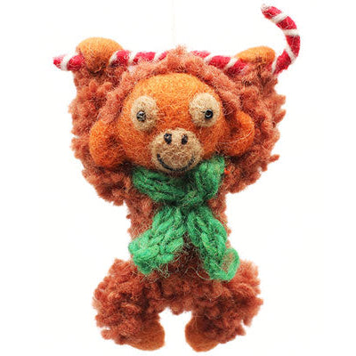 Amica Felt fair trade Christmas Orangutan with Candy Cane