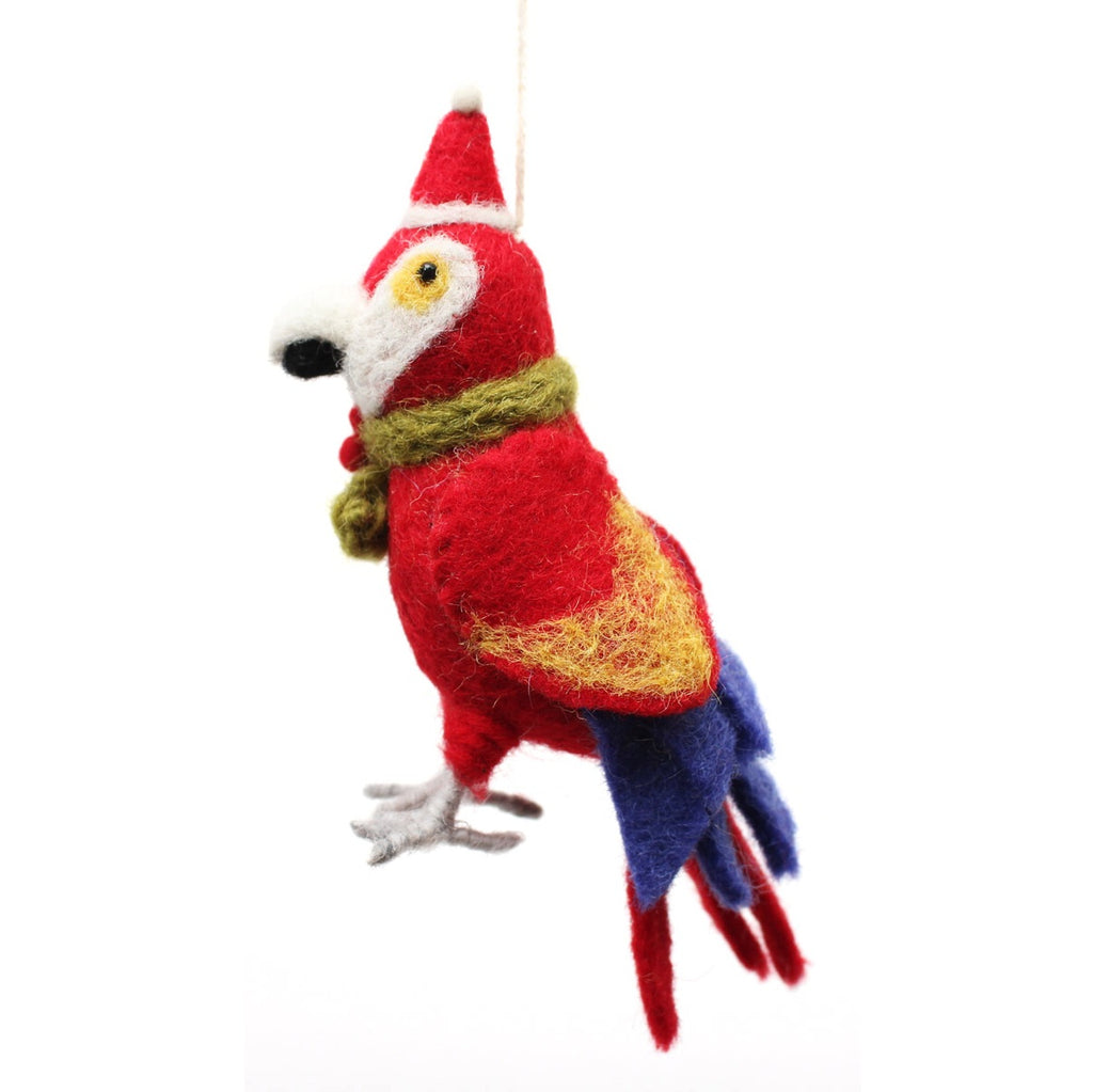 Amica Felt fair trade Christmas Parrot with Holly Scarf