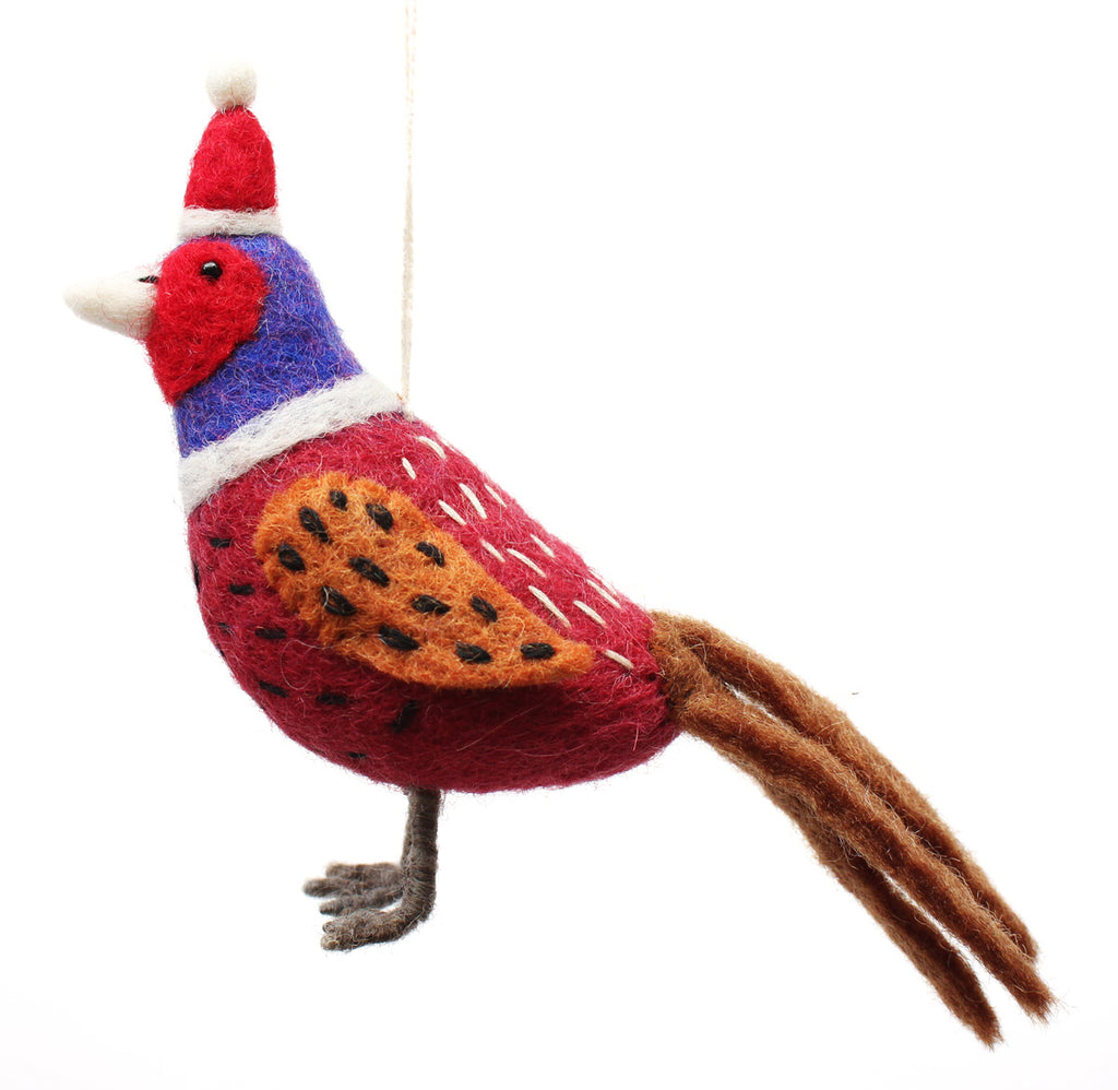 Amica Felt fair trade Christmas Pheasant decoration
