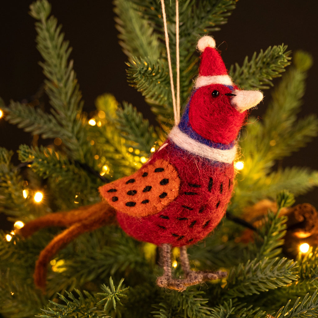 Amica Felt fair trade Christmas Pheasant decoration