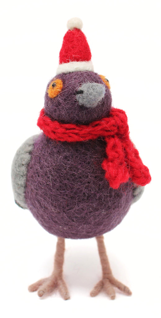 Amica Felt fair trade Christmas Pigeon with Hat & Scarf