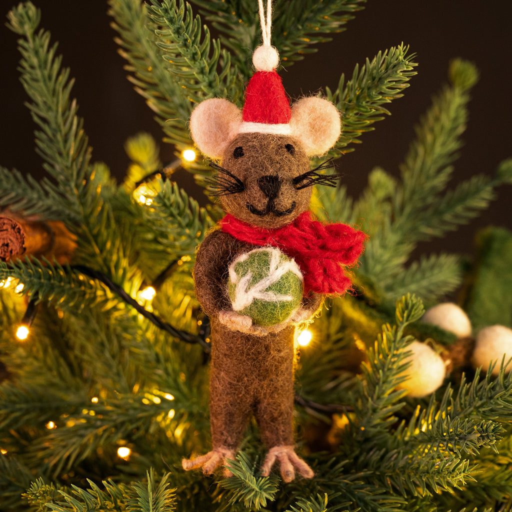 Amica Felt fair trade Festive Rat with Sprout