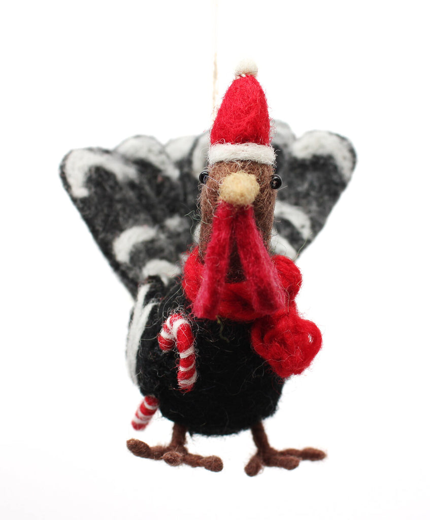 Amica Felt fair trade Festive Turkey with Candy Cane