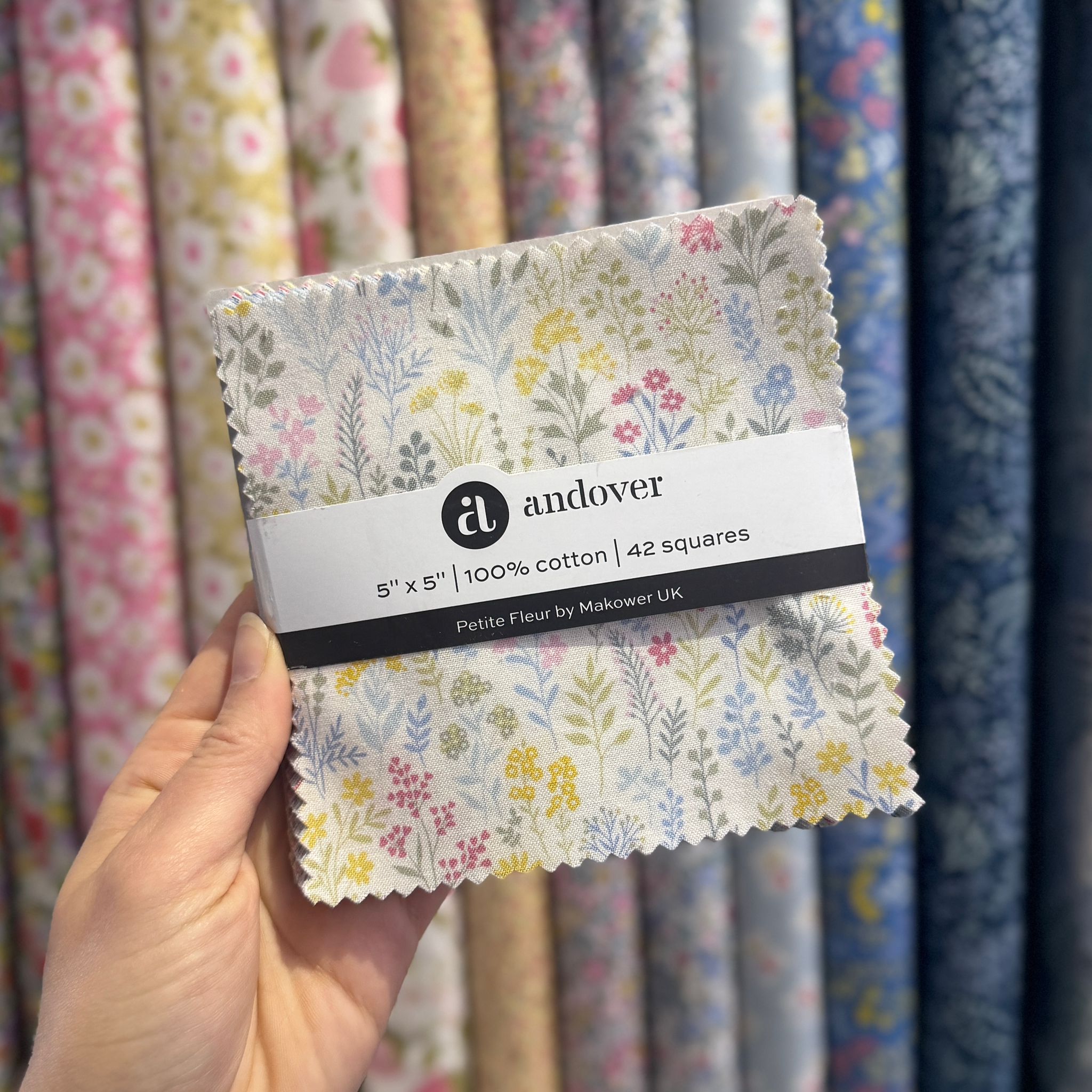 Andover Petite Fleur Pre Cut 5 Inch Squares / 42 Squares Per Pack: 1S/PF Cotton Fabric at Bibelot, Leek