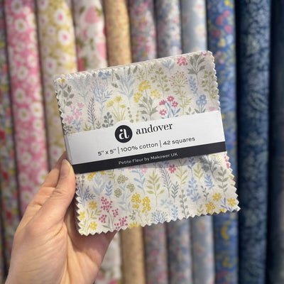 Andover Petite Fleur Pre Cut 5 Inch Squares / 42 Squares Per Pack: 1S/PF Cotton Fabric at Bibelot, Leek