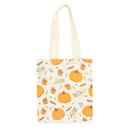 Tote bag with pumpkin pattern on a white background