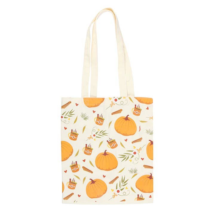 Tote bag with pumpkin pattern on a white background