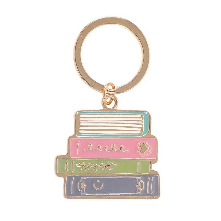 Keychain with books design on a white background