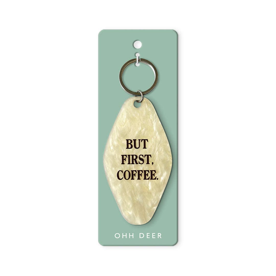 Ohh Deer But First Coffee Keyring at Bibelot Leek UK Stockist