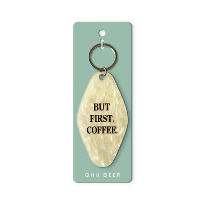 Ohh Deer But First Coffee Keyring at Bibelot Leek UK Stockist