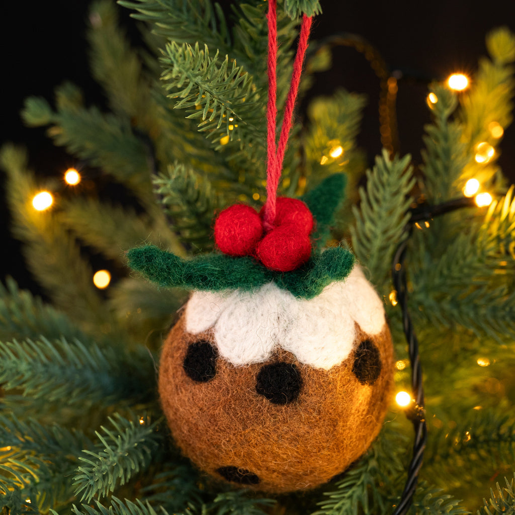 Amica Felt fair trade Medium Christmas Pudding Decoration