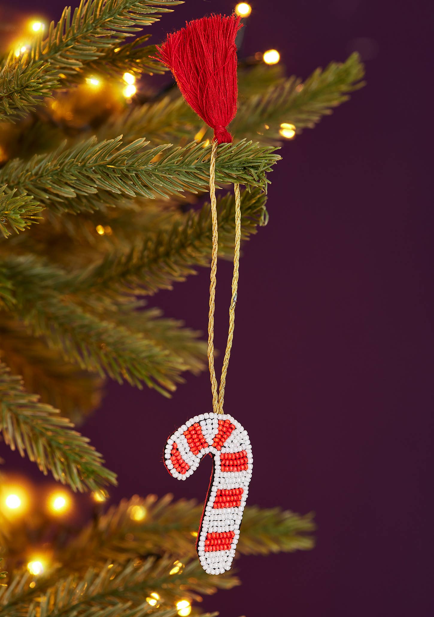 Namaste fair trade Candy Cane Beaded Decoration