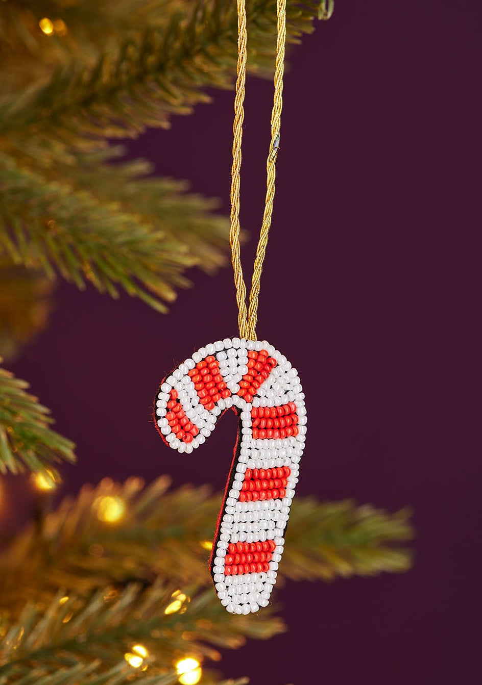 Namaste fair trade Candy Cane Beaded Decoration