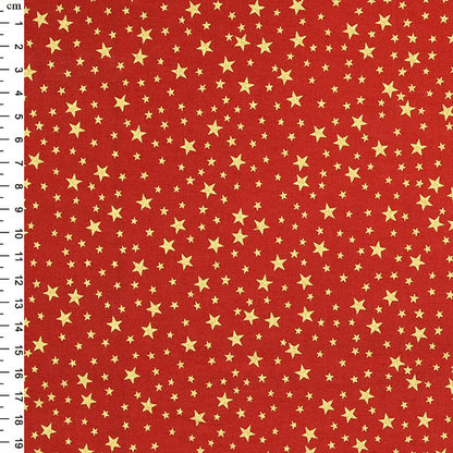 Christmas Gold Star on Red Cotton Fabric 