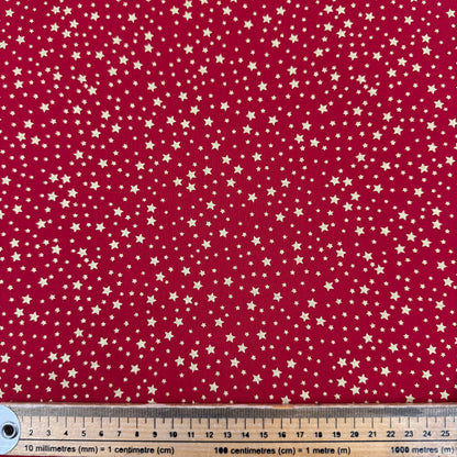 Christmas Gold Star on Red Cotton Fabric