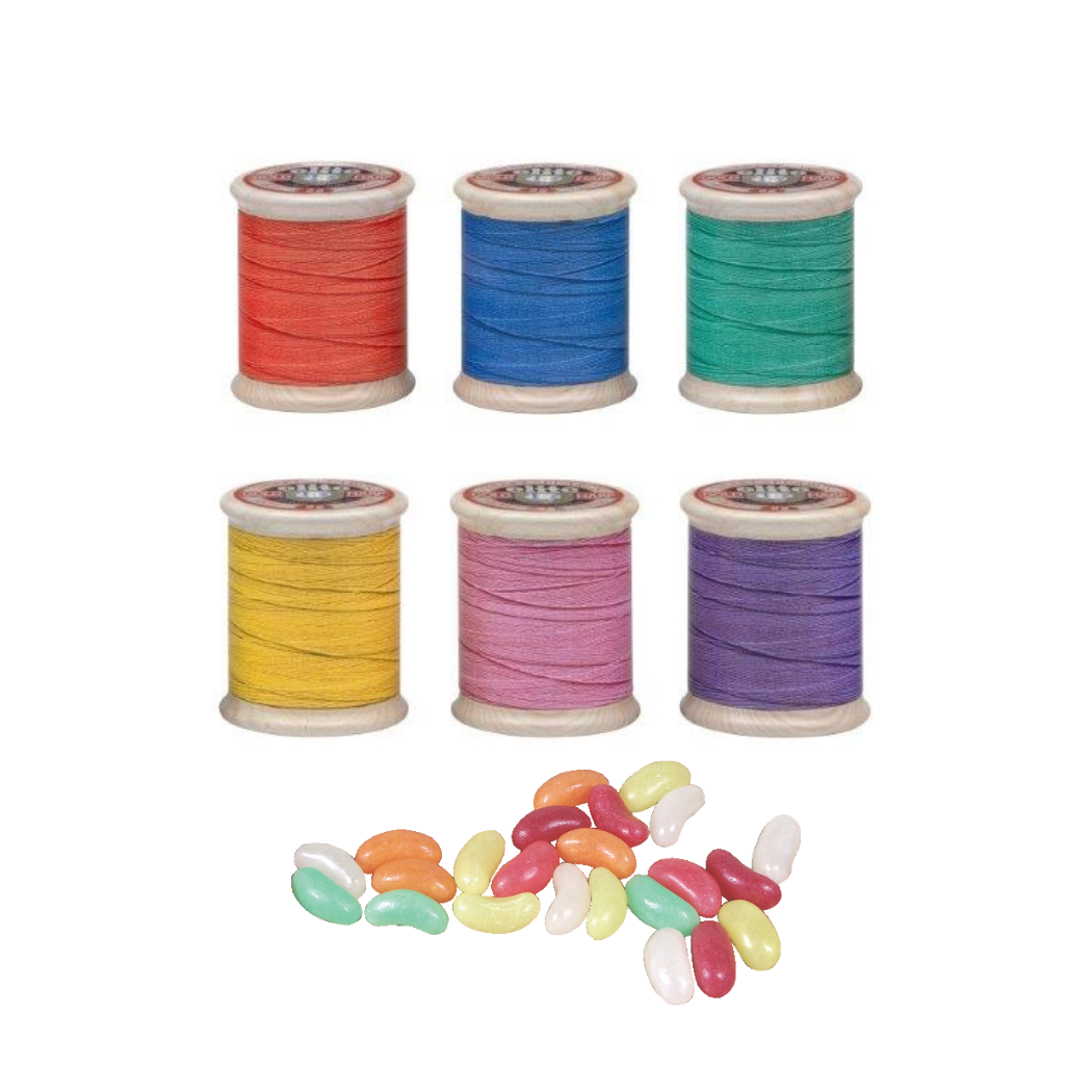 Cotton Reel Tin filled with Jelly Beans - Assorted Colours