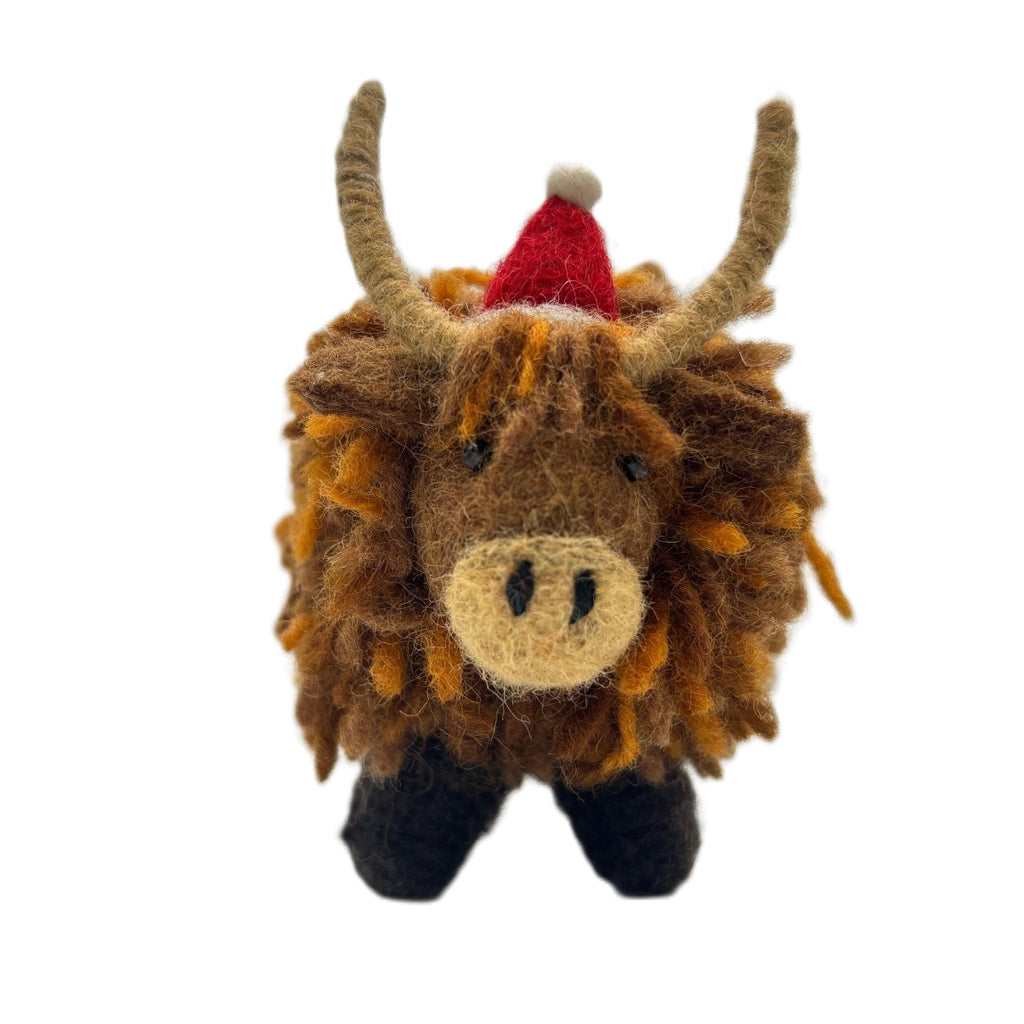 Amica Felt fair trade Christmas Highland Cow Decoration