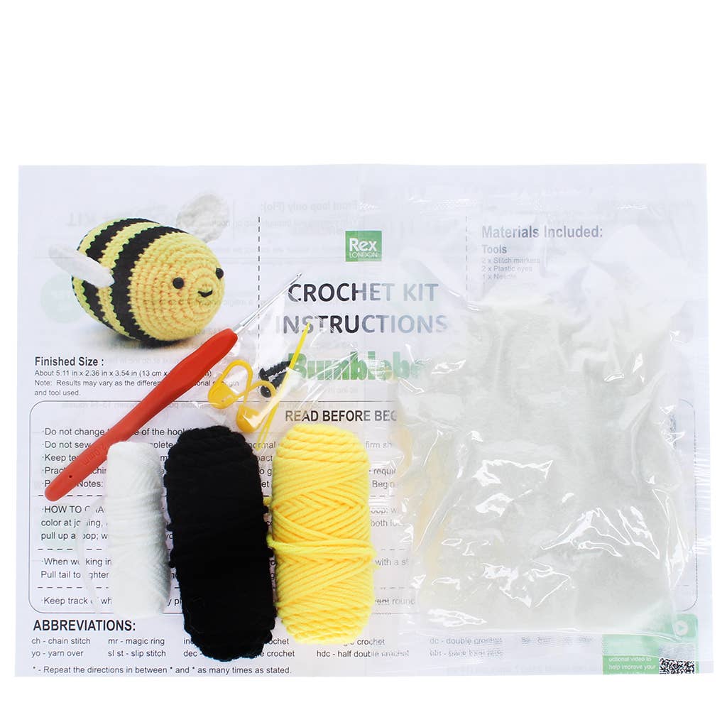 Rex London Crochet Kit - Bumblebee Bibelot Leek UK Stockist