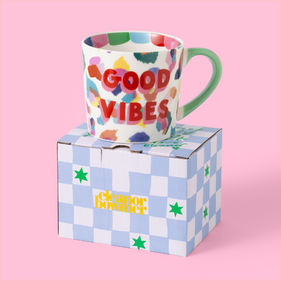 Eleanor Bowmer - Good Vibes Painted Leopard Mug Bibelot Leek, UK Stockist