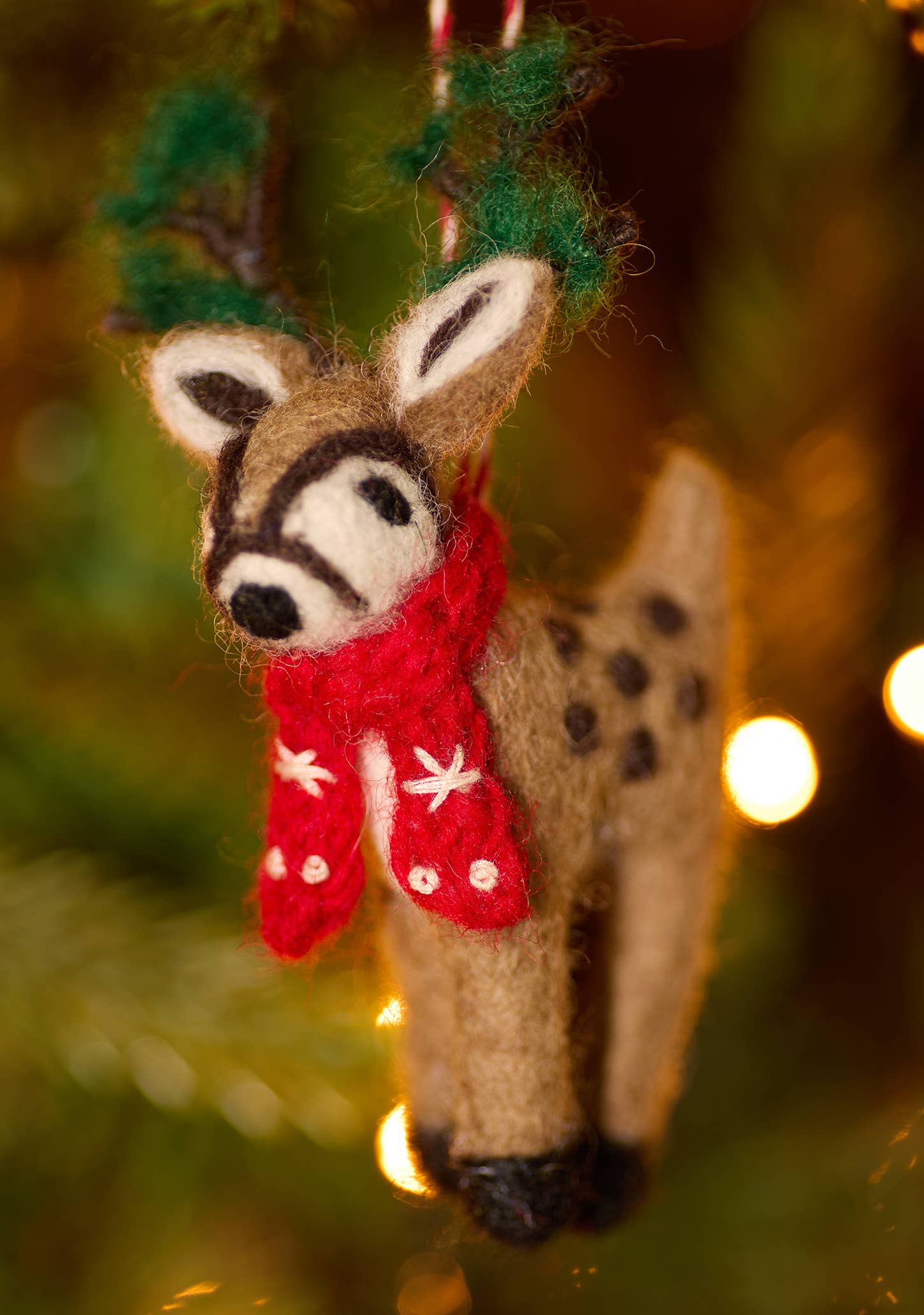 Namaste fair trade Embroidered Felt Reindeer Decoration