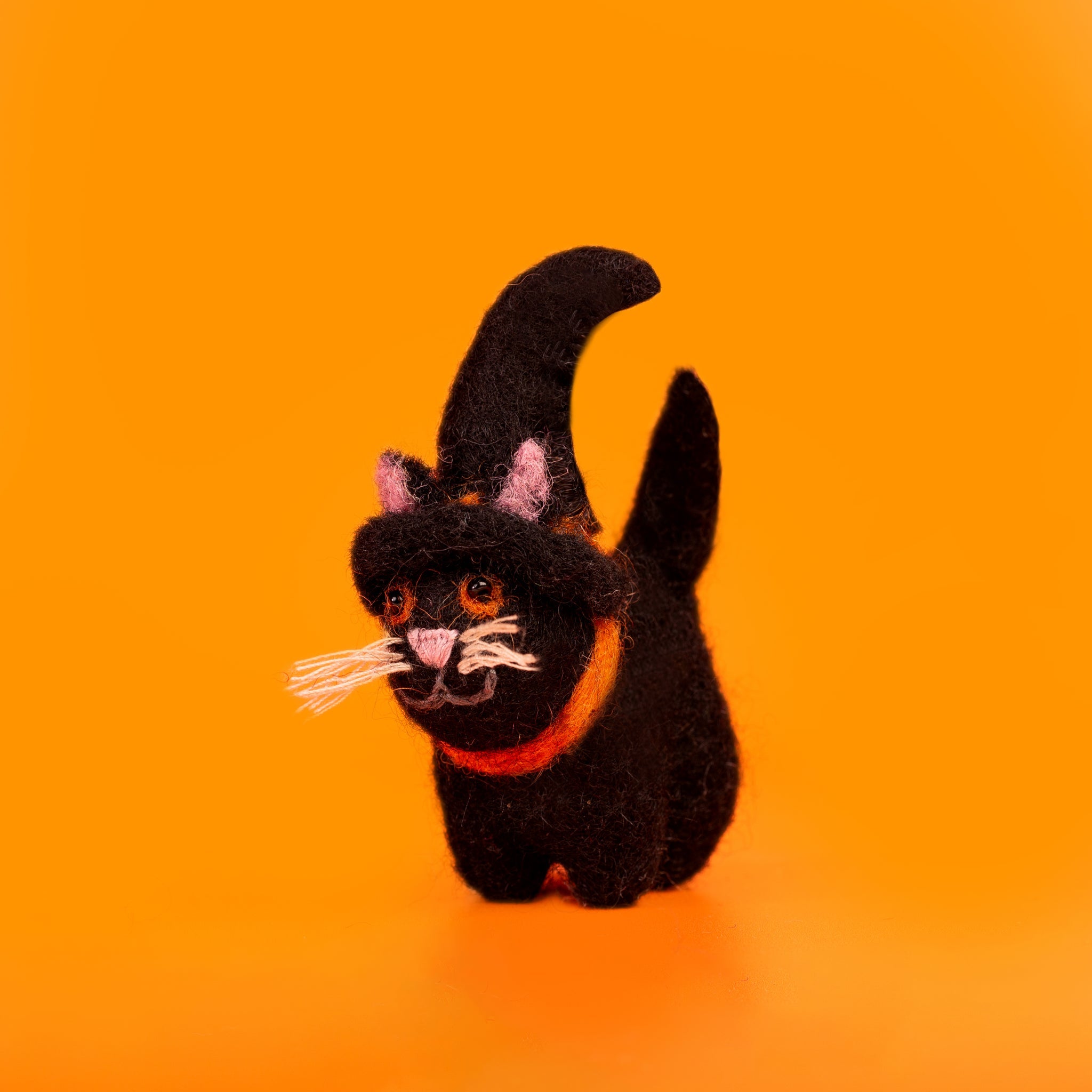 Felt Black Cat in Witch's Hat