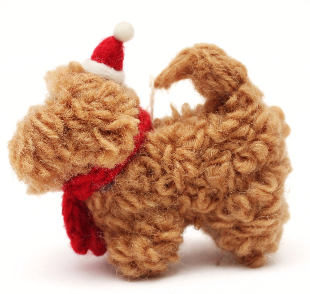 Felt Christmas Cockapoo in Hat & Scarf