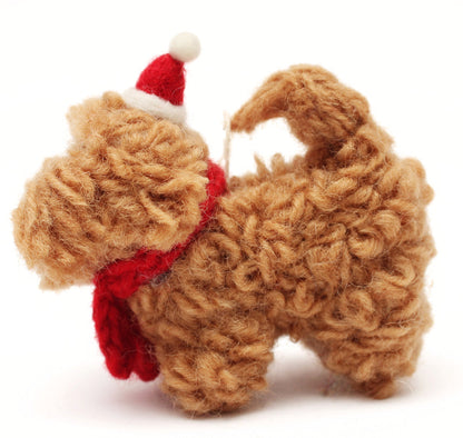 Felt Christmas Cockapoo in Hat & Scarf