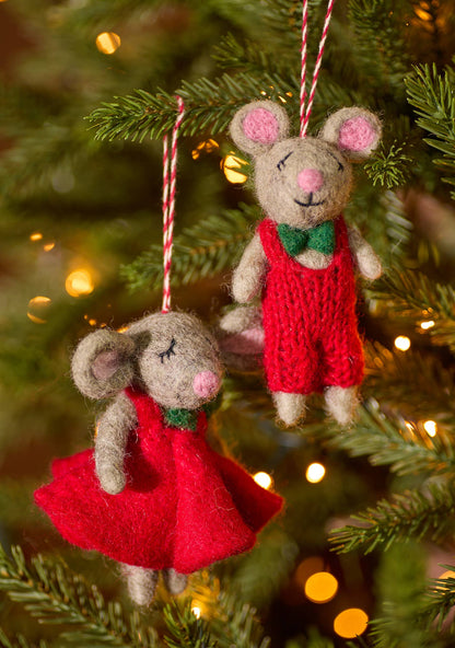 Namaste Fair Trade Felt Christmas Mice Decorations