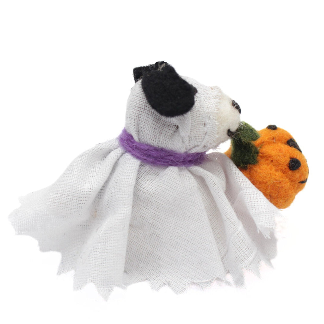 Felt Ghost Dog with Pumpkin