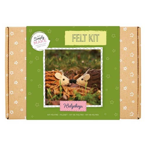 Felt kit packaging with hedgehog design on a white background