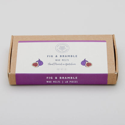 Box of Fig & Bramble wax melts on a light gray background