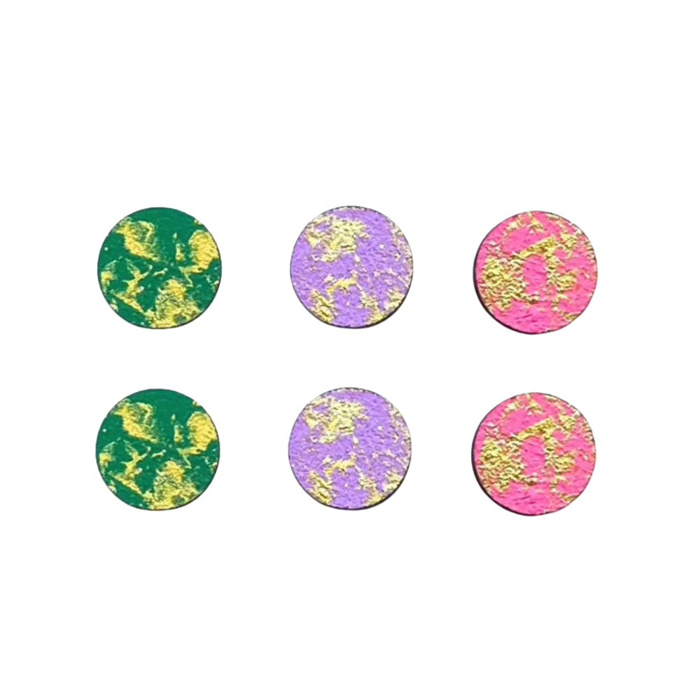 Green, Lilac and Pink Gold Blush Stud Earrings Set